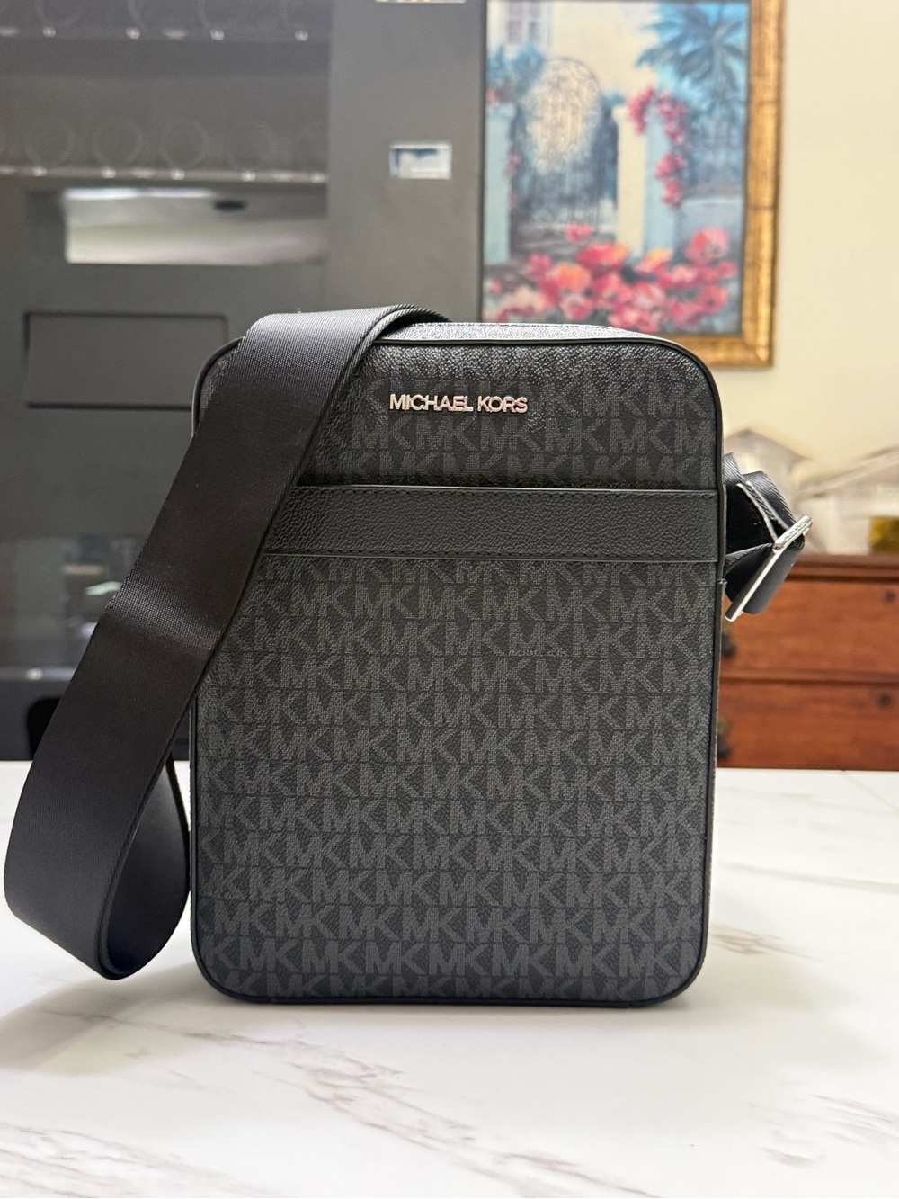 Michael Kors Men's Gray/Black Signature Messenger Bag
